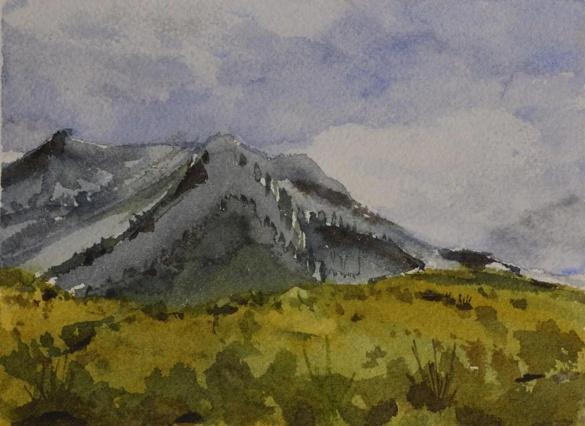 A Swiss Mountain, a watercolor artwork by Philip Hossu.