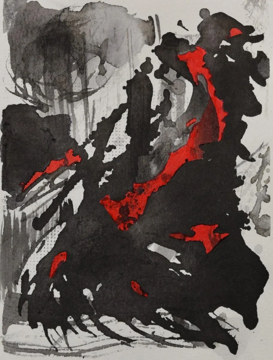 Abstract Ink, a watercolor artwork by Philip Hossu.