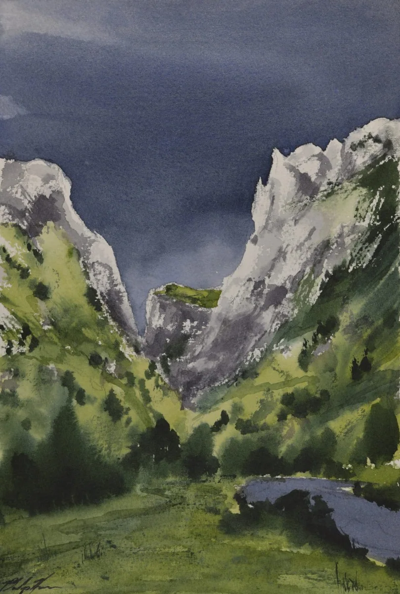 Cheile Turzii III, a watercolor artwork by Philip Hossu.