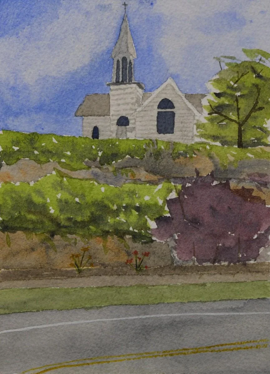 Church in Ephraim, a watercolor artwork by Philip Hossu.