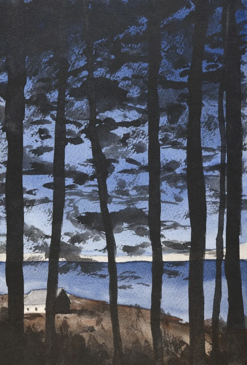 Clearing Composition A, a watercolor artwork by Philip Hossu.