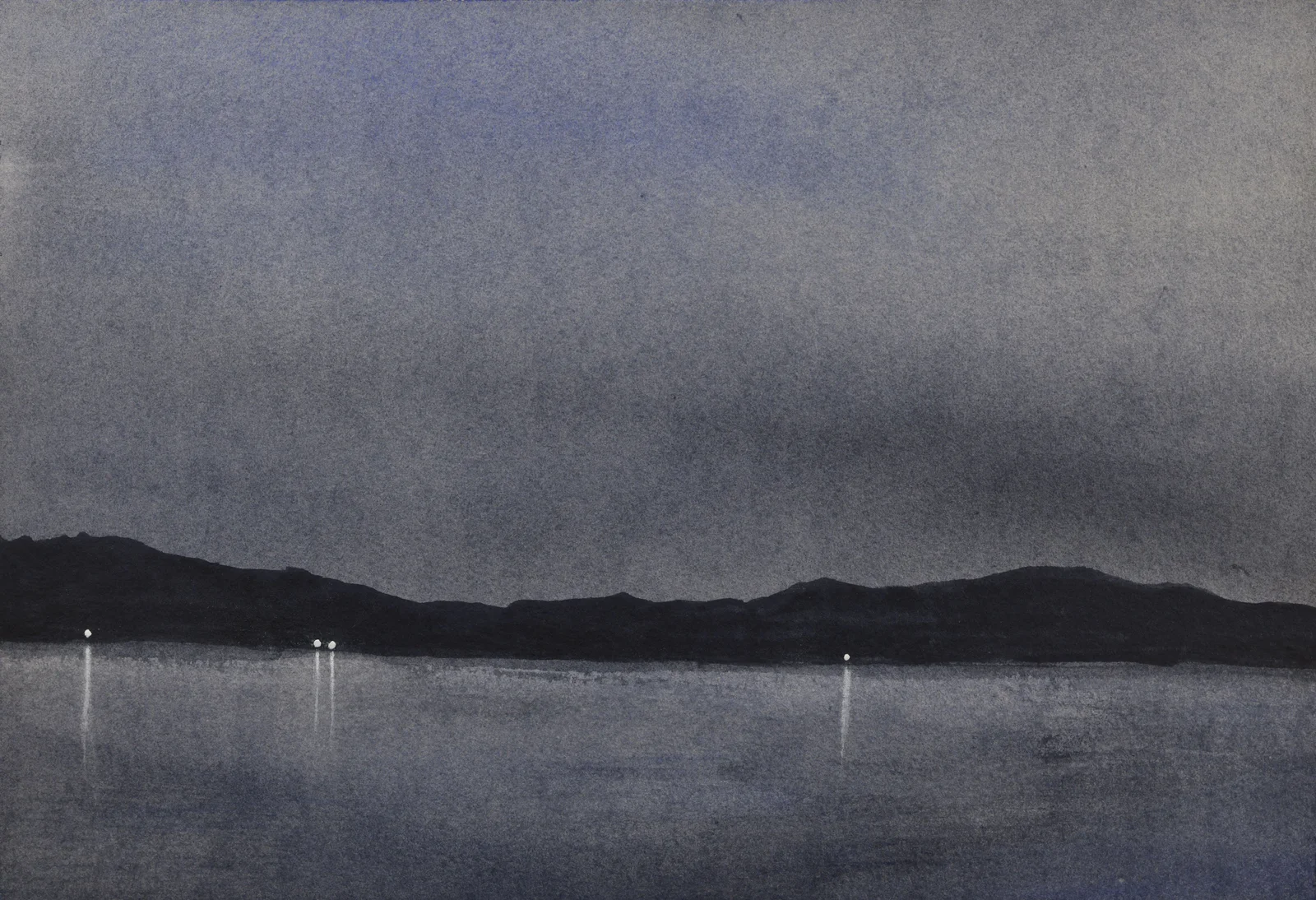 Coastal Reflections (Blue), a watercolor artwork by Philip Hossu.