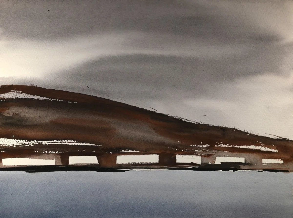 Freight, a watercolor artwork by Philip Hossu.