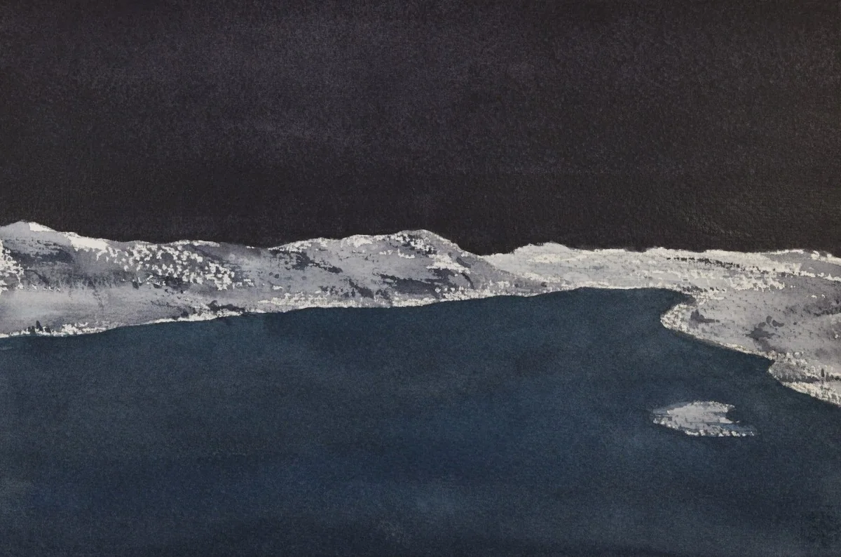 Inspired by Ruby Lake Provincial Park, Ontario, a watercolor artwork by Philip Hossu.