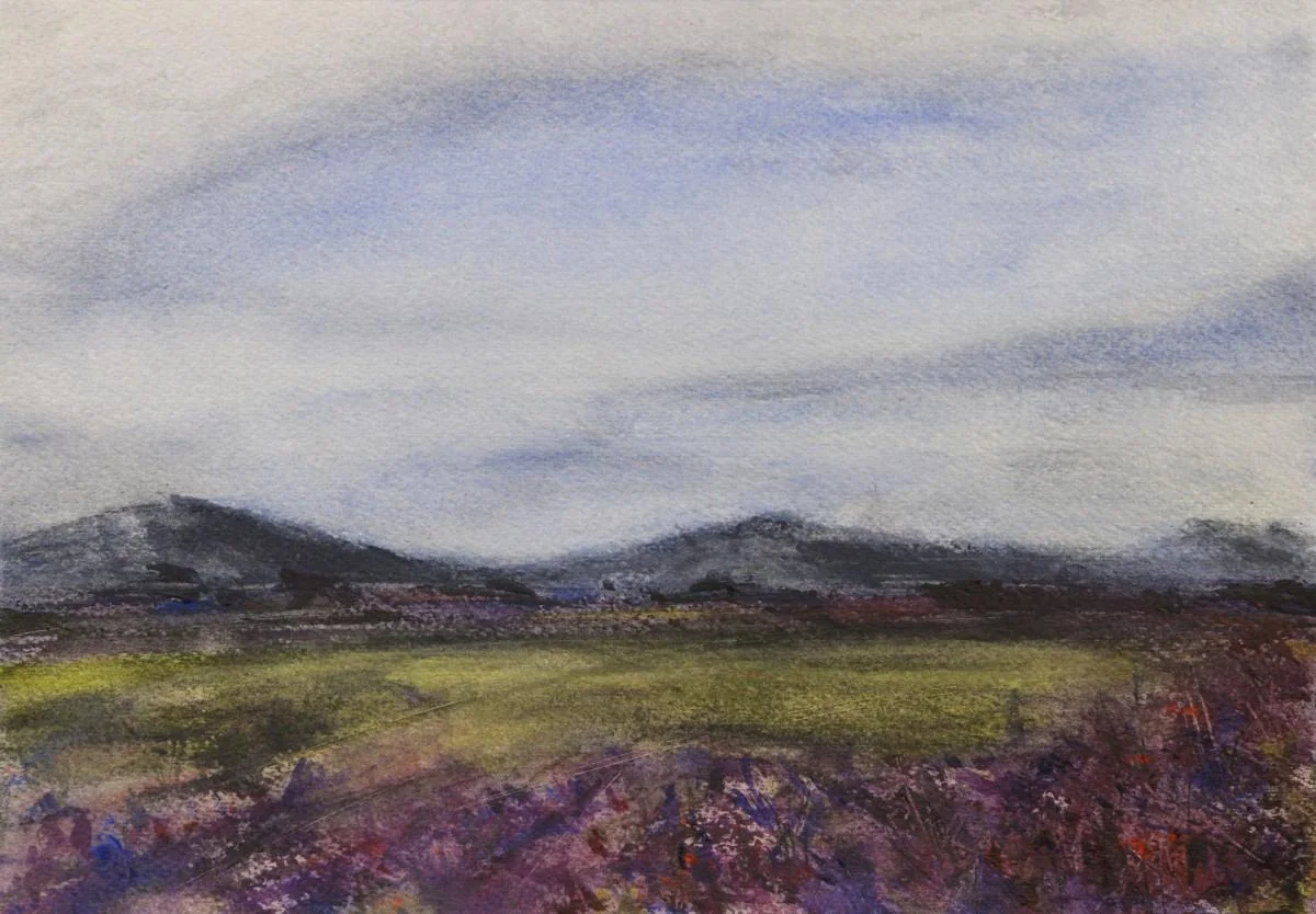 Lavender Fields, a watercolor artwork by Philip Hossu.