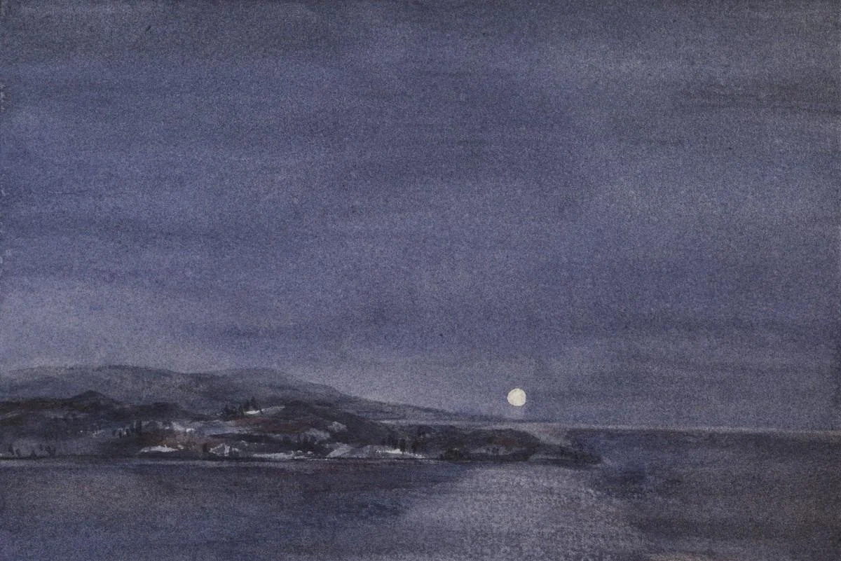 Night Thought, a watercolor artwork by Philip Hossu.