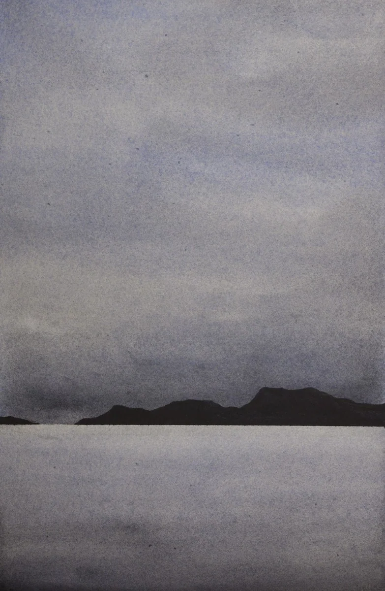 Nipigon Bay Silhouette, a watercolor artwork by Philip Hossu.
