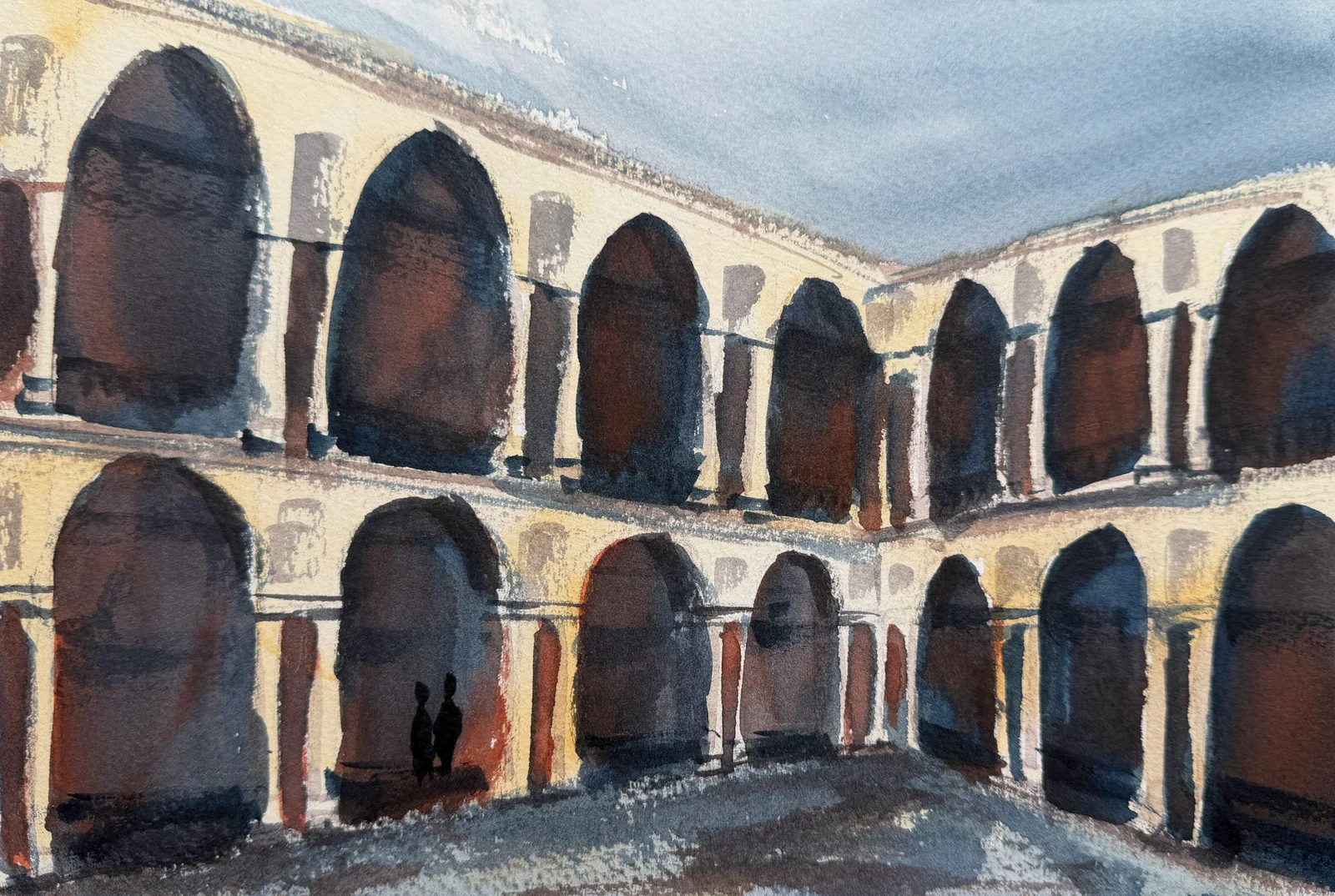 Palazzo, a watercolor architectural study by Philip Hossu.