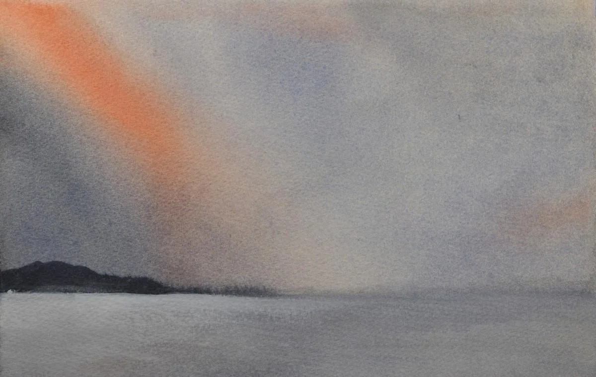 Red Streak - Winter Morning, a watercolor artwork by Philip Hossu.