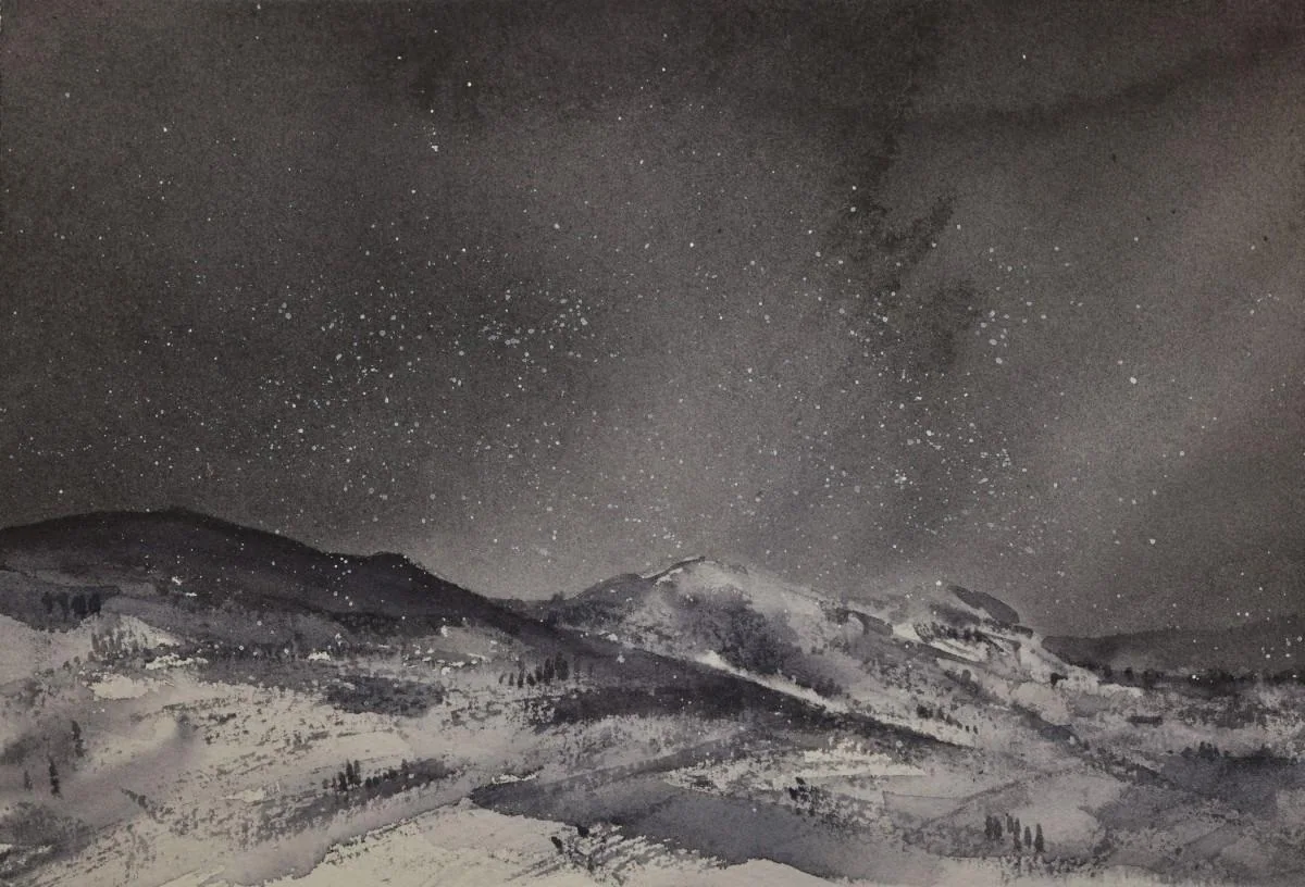 Snow Study II, a watercolor artwork by Philip Hossu.