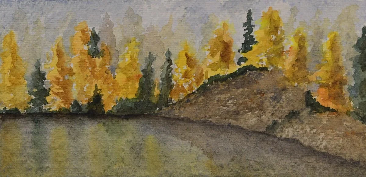 Some Fall Trees, a watercolor artwork by Philip Hossu.