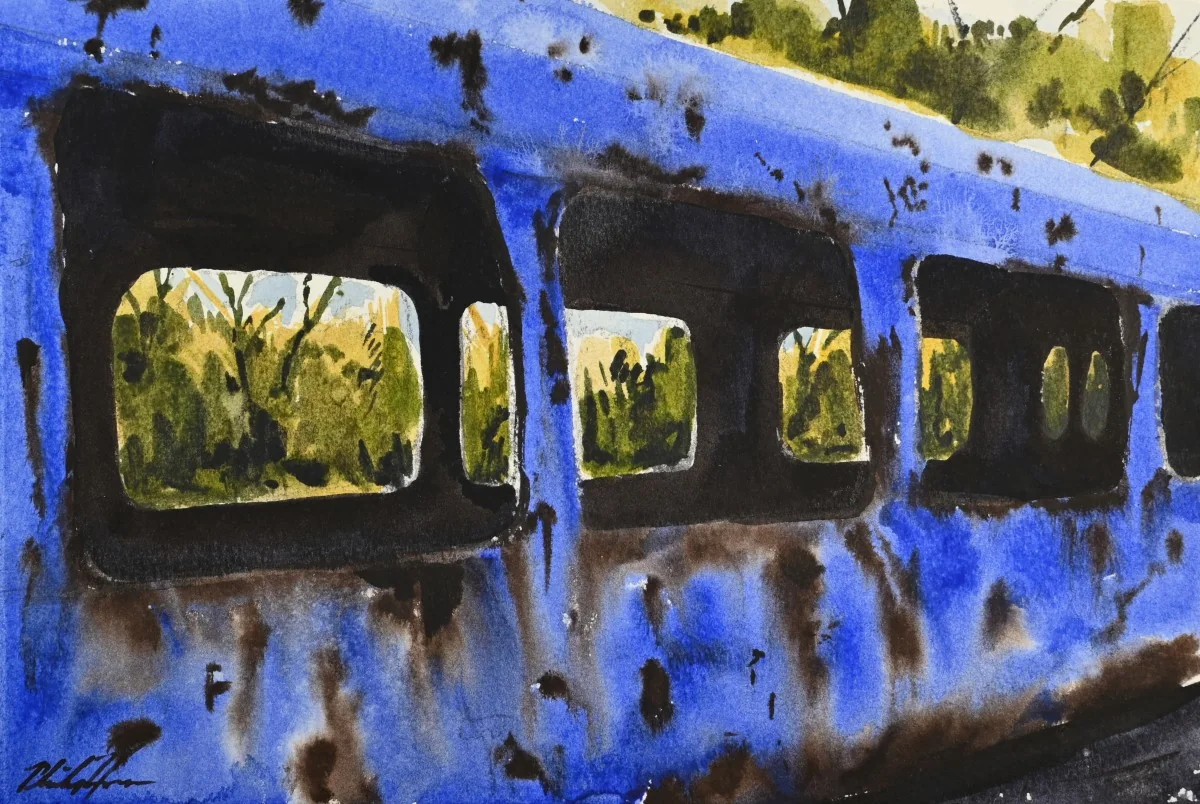 Train Shell Study, a watercolor artwork by Philip Hossu.