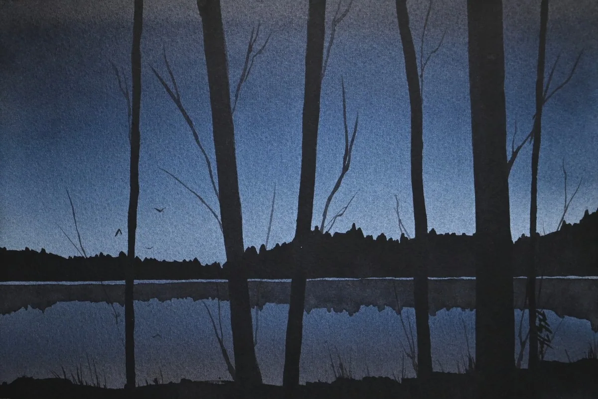 Through the Tree, a watercolor artwork by Philip Hossu.
