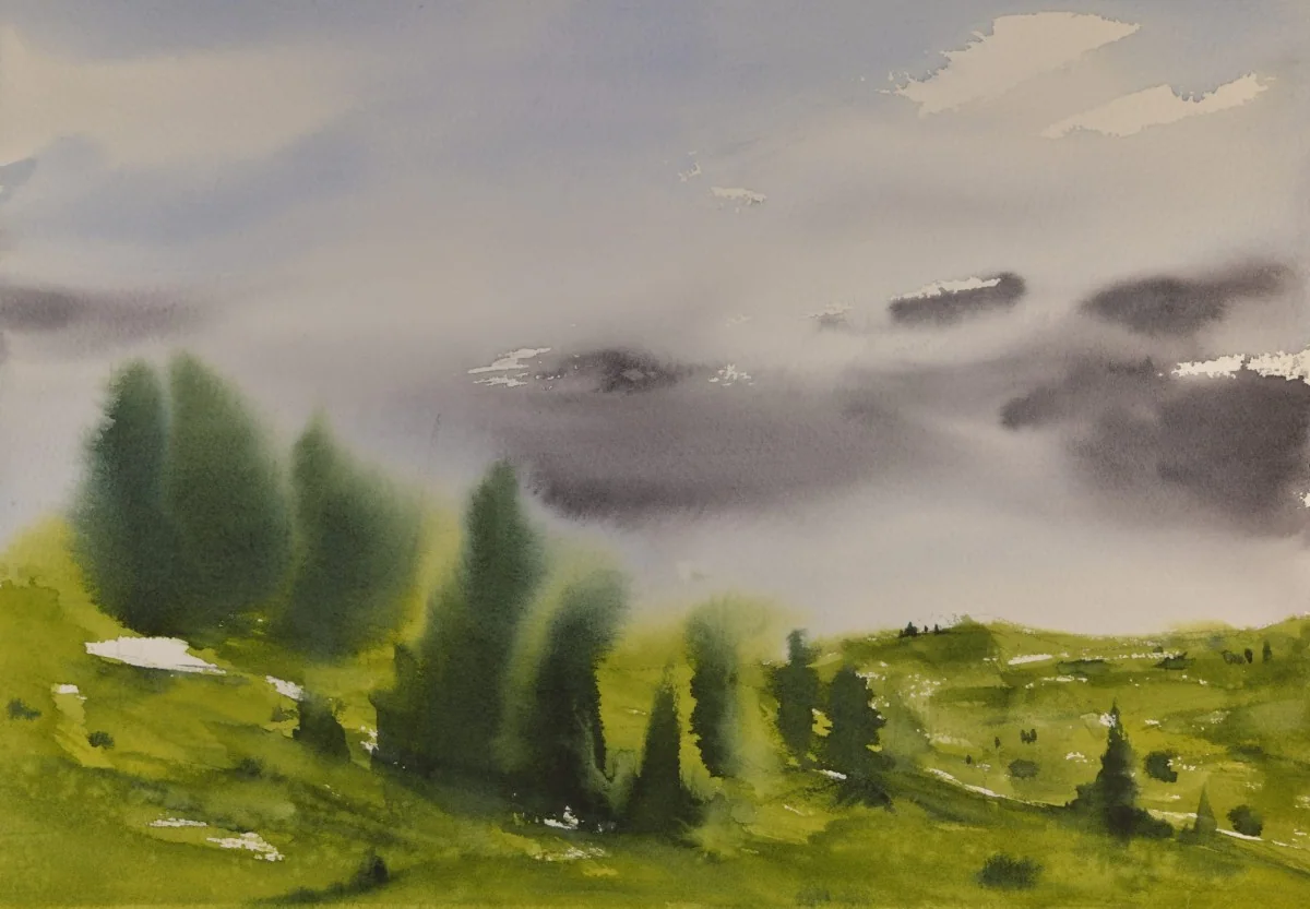 Untitled, a watercolor artwork by Philip Hossu.