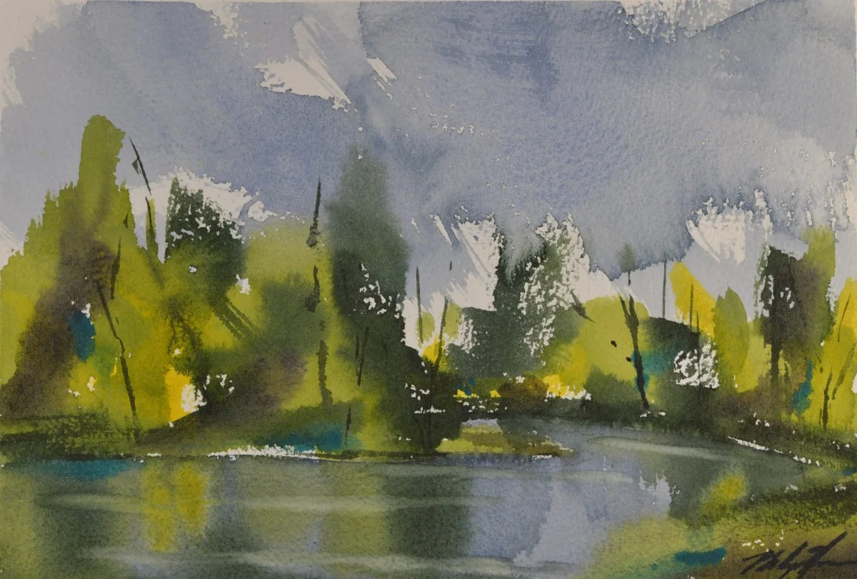 Untitled Landscape Sketch, a watercolor artwork by Philip Hossu.