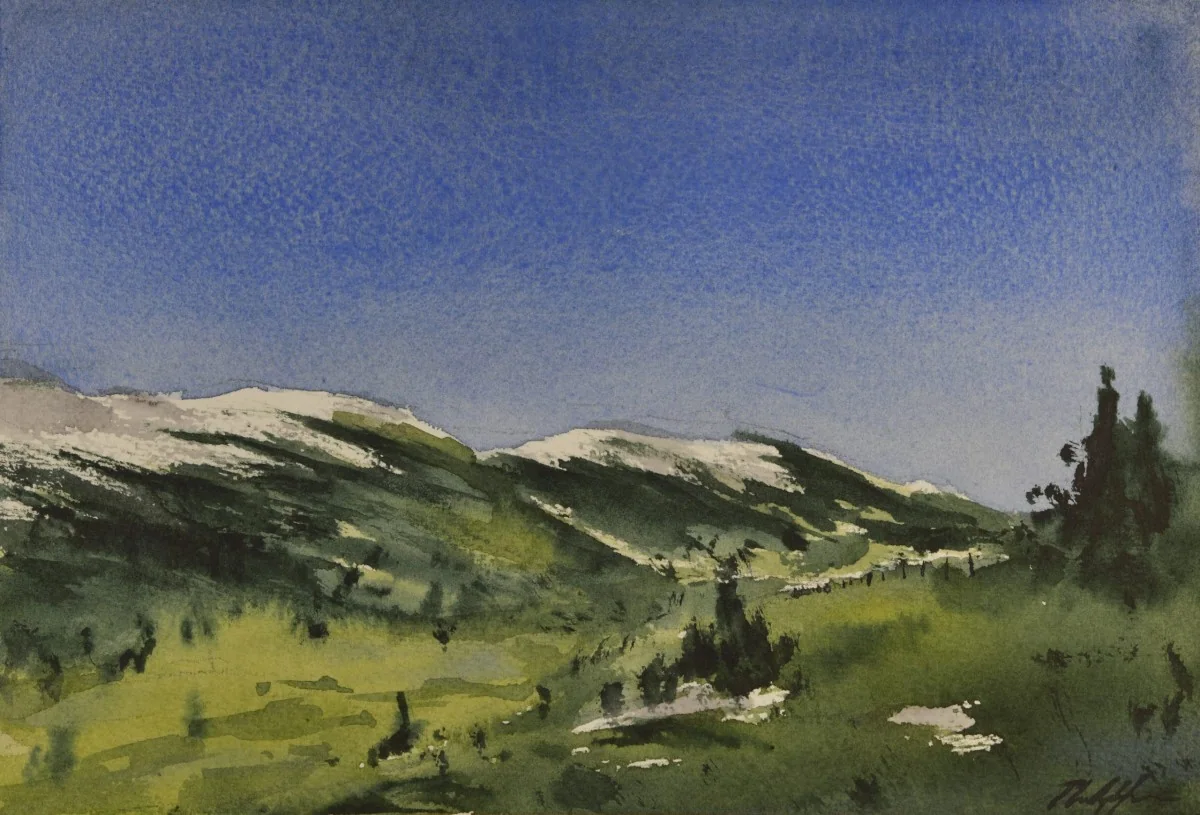Untitled Valley, a watercolor artwork by Philip Hossu.