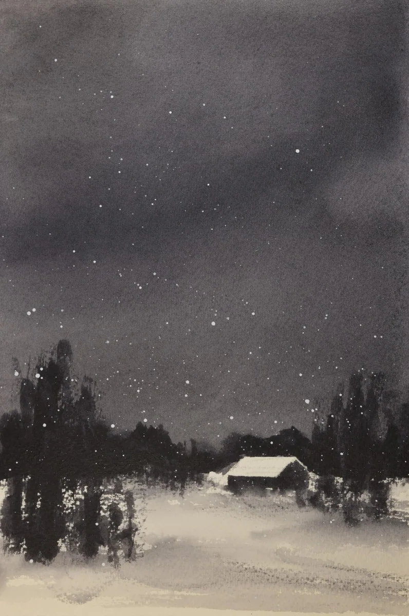 Winter Clearing, a watercolor artwork by Philip Hossu.
