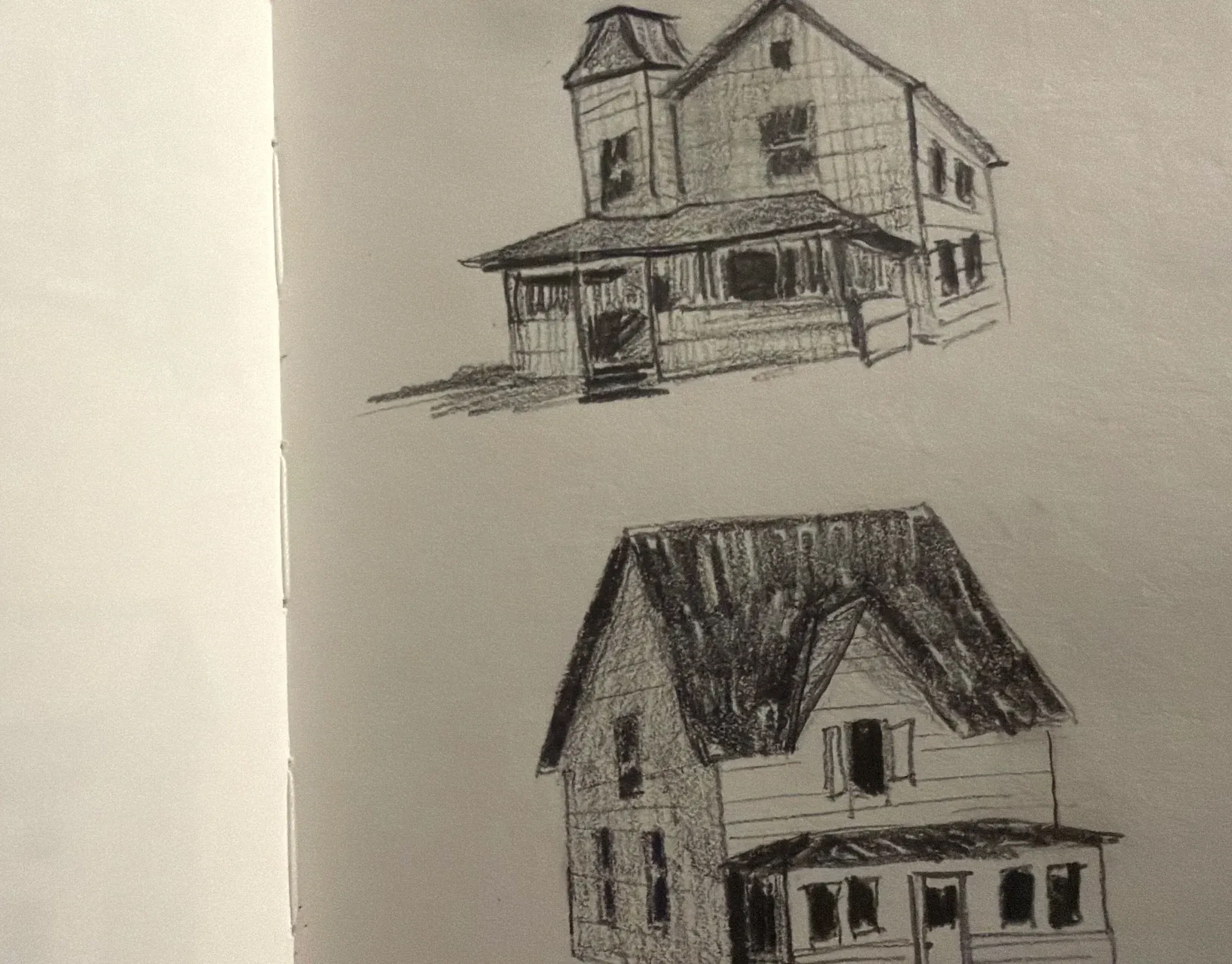 Graphite architectural studies by Philip Hossu.