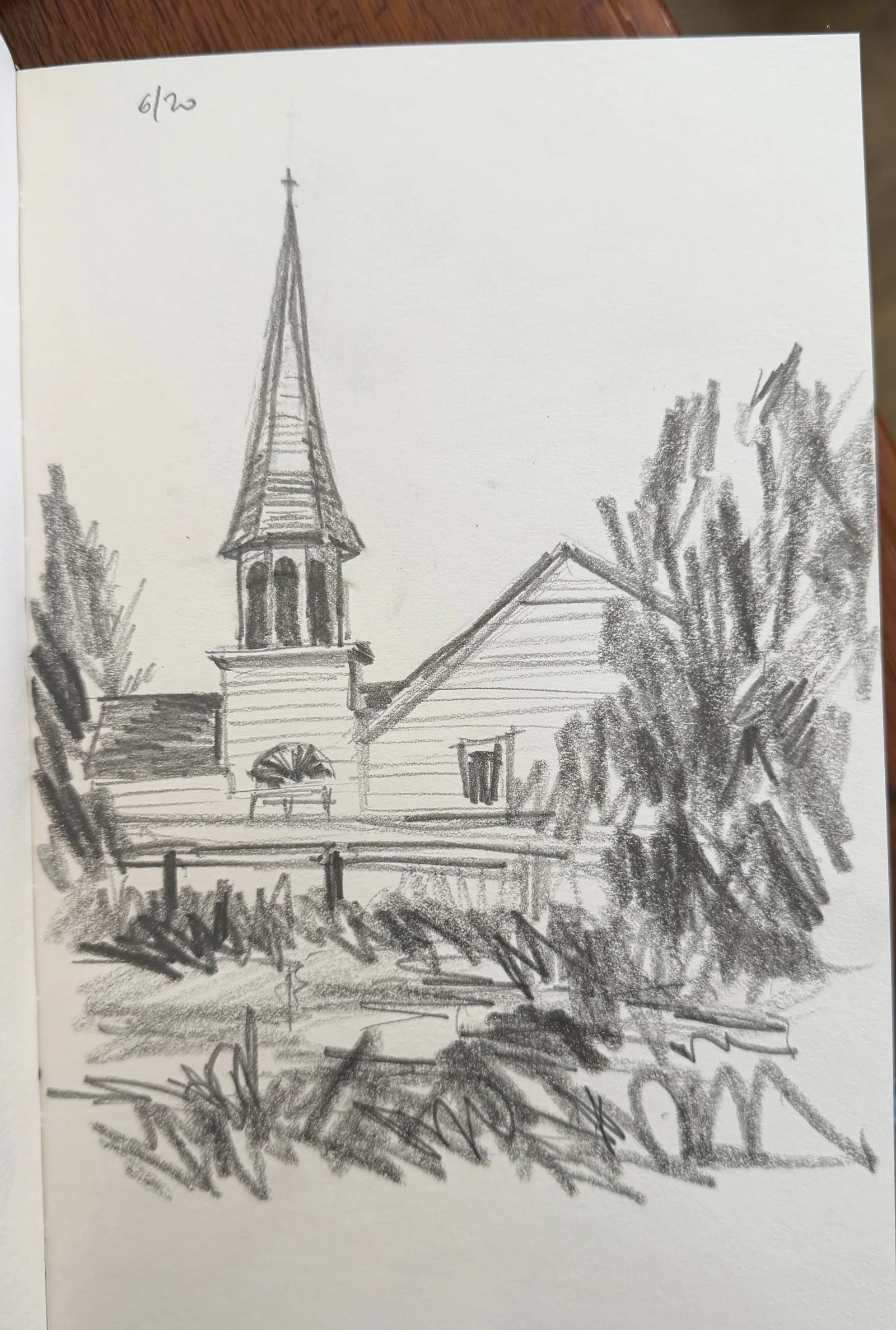 Graphite church study by Philip Hossu.